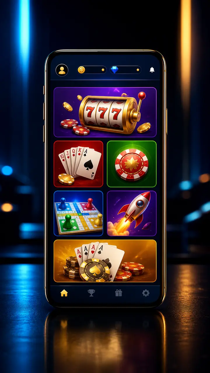 A vertical Yono Slots phone lobby showing the game selection